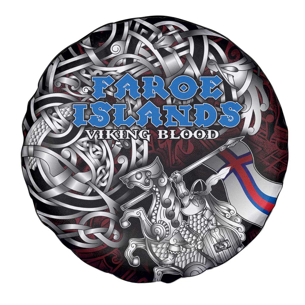 Faroe Islands Viking Blood Spare Tire Cover Nordic Runes and Shield of Ancestry in Tribal Knotwork