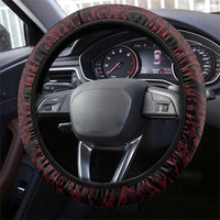 Faroe Islands Viking Blood Steering Wheel Cover Nordic Runes and Shield of Ancestry in Tribal Knotwork
