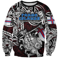 Personalized Faroe Islands Viking Blood Sweatshirt Nordic Runes and Shield of Ancestry in Tribal Knotwork