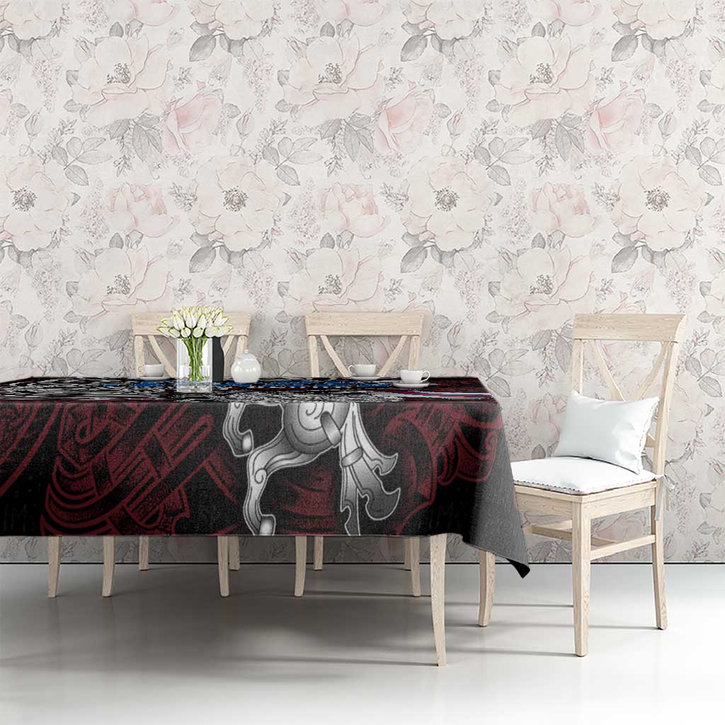 Faroe Islands Viking Blood Tablecloth Nordic Runes and Shield of Ancestry in Tribal Knotwork