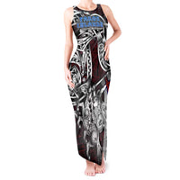 Personalized Faroe Islands Viking Blood Tank Maxi Dress Nordic Runes and Shield of Ancestry in Tribal Knotwork