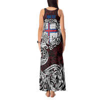 Personalized Faroe Islands Viking Blood Tank Maxi Dress Nordic Runes and Shield of Ancestry in Tribal Knotwork