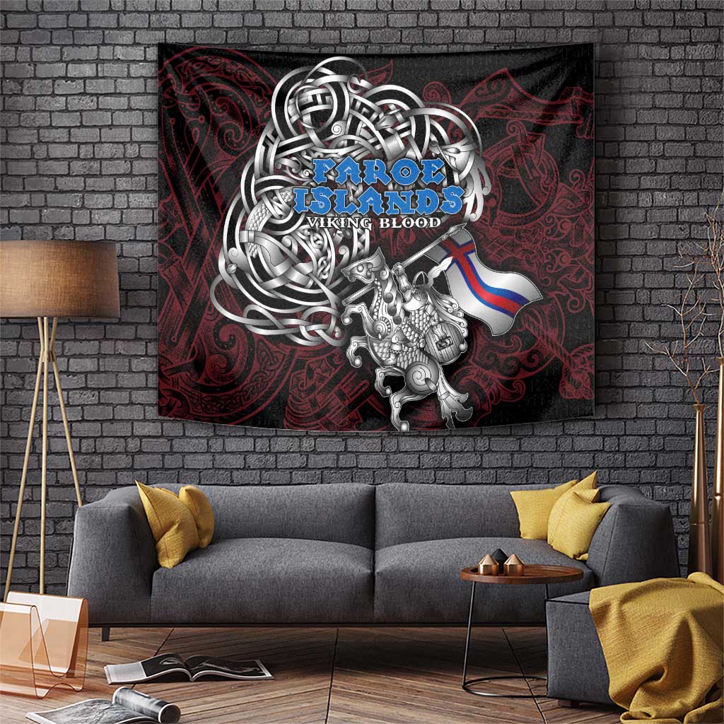 Faroe Islands Viking Blood Tapestry Nordic Runes and Shield of Ancestry in Tribal Knotwork