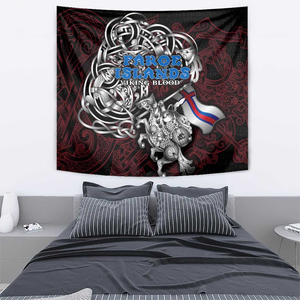 Faroe Islands Viking Blood Tapestry Nordic Runes and Shield of Ancestry in Tribal Knotwork