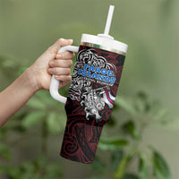 Faroe Islands Viking Blood Tumbler With Handle Nordic Runes and Shield of Ancestry in Tribal Knotwork