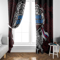 Faroe Islands Viking Blood Window Curtain Nordic Runes and Shield of Ancestry in Tribal Knotwork