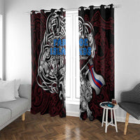 Faroe Islands Viking Blood Window Curtain Nordic Runes and Shield of Ancestry in Tribal Knotwork