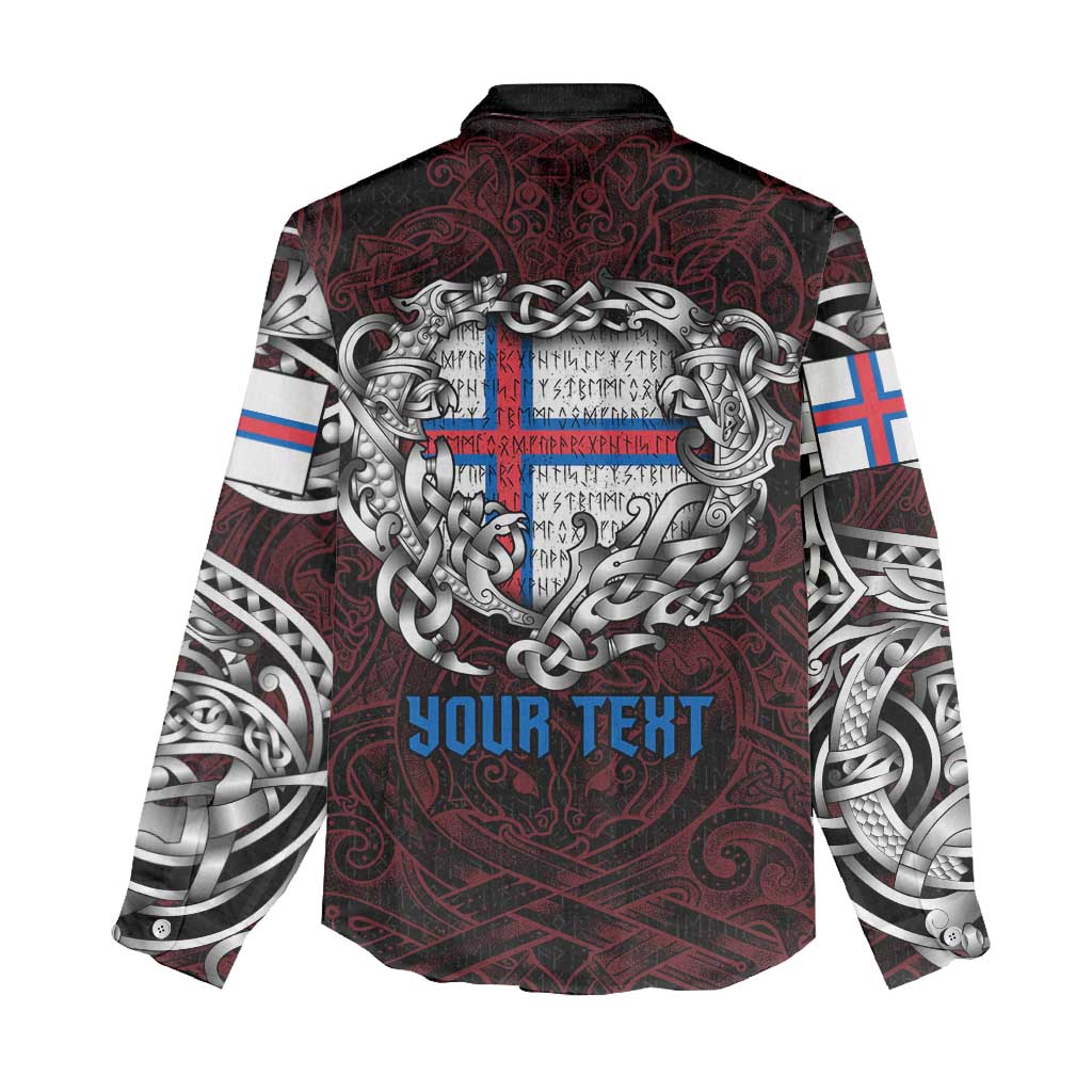 Personalized Faroe Islands Viking Blood Women Casual Shirt Nordic Runes and Shield of Ancestry in Tribal Knotwork