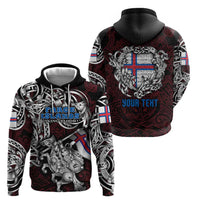Personalized Faroe Islands Viking Blood Zip Hoodie Nordic Runes and Shield of Ancestry in Tribal Knotwork