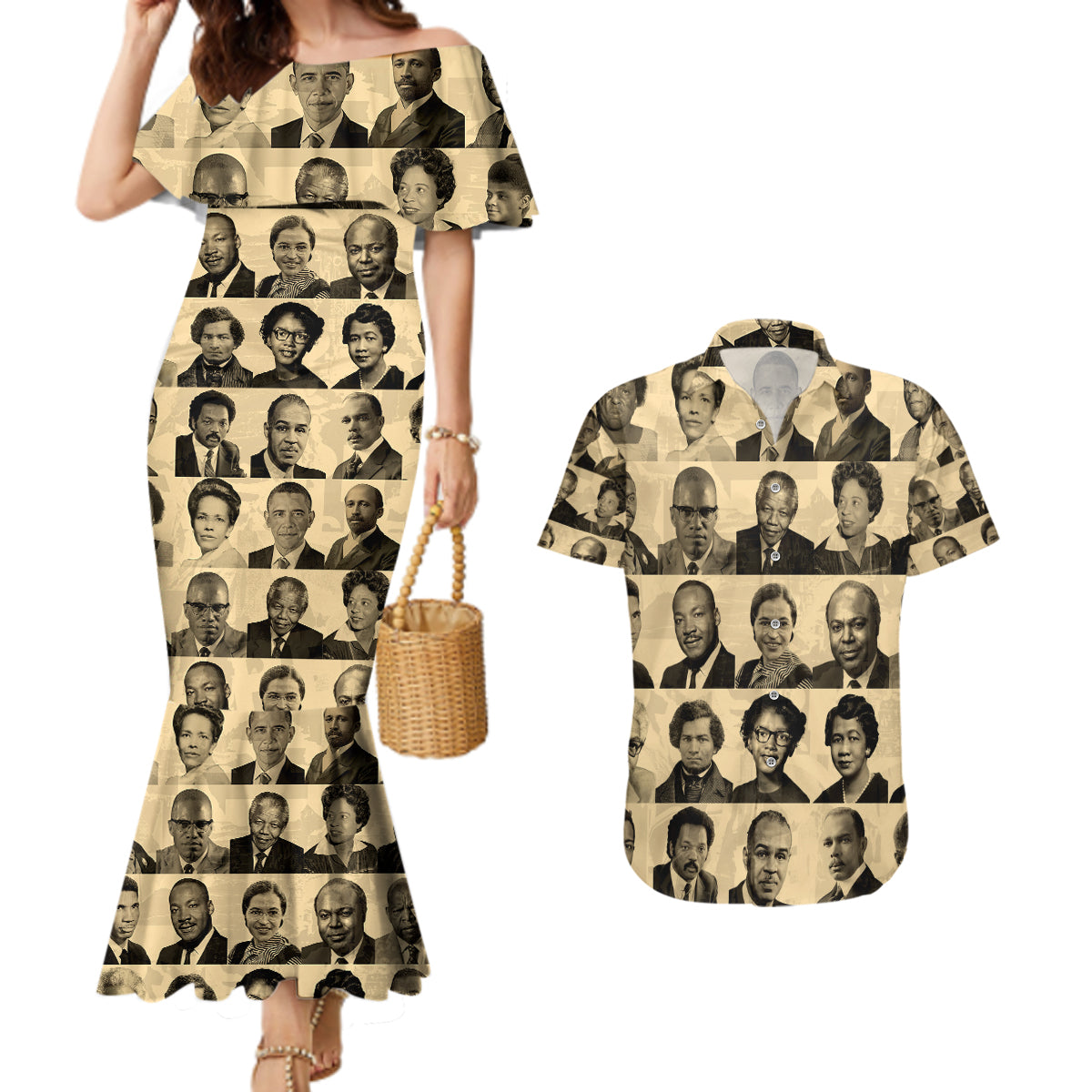 Civil Rights Leaders Couples Matching Mermaid Dress and Hawaiian Shirt African-American - Wonder Print Shop