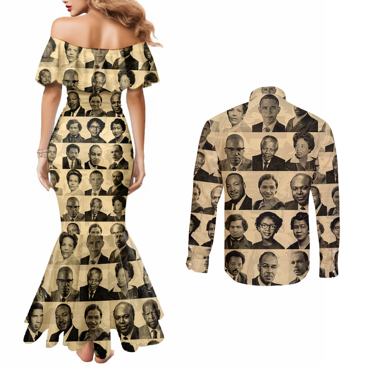 civil-rights-leaders-couples-matching-mermaid-dress-and-long-sleeve-button-shirts-african-american