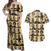 Civil Rights Leaders Couples Matching Off Shoulder Maxi Dress and Hawaiian Shirt African-American - Wonder Print Shop