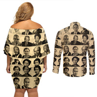 Civil Rights Leaders Couples Matching Off Shoulder Short Dress and Long Sleeve Button Shirts African-American - Wonder Print Shop