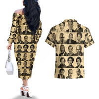 Civil Rights Leaders Couples Matching Off The Shoulder Long Sleeve Dress and Hawaiian Shirt African-American - Wonder Print Shop