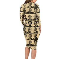 Civil Rights Leaders Long Sleeve Bodycon Dress African-American - Wonder Print Shop