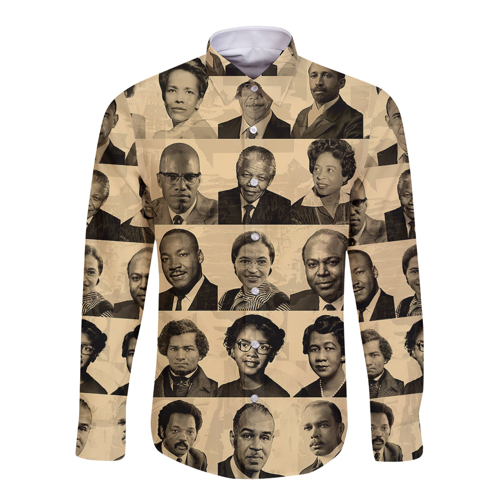 Civil Rights Leaders Long Sleeve Button Shirt African-American - Wonder Print Shop