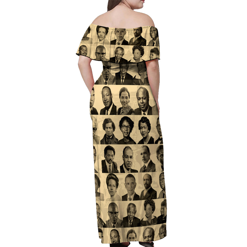 Civil Rights Leaders Off Shoulder Maxi Dress African-American - Wonder Print Shop