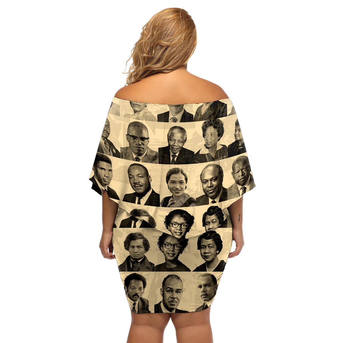 Civil Rights Leaders Off Shoulder Short Dress African-American - Wonder Print Shop
