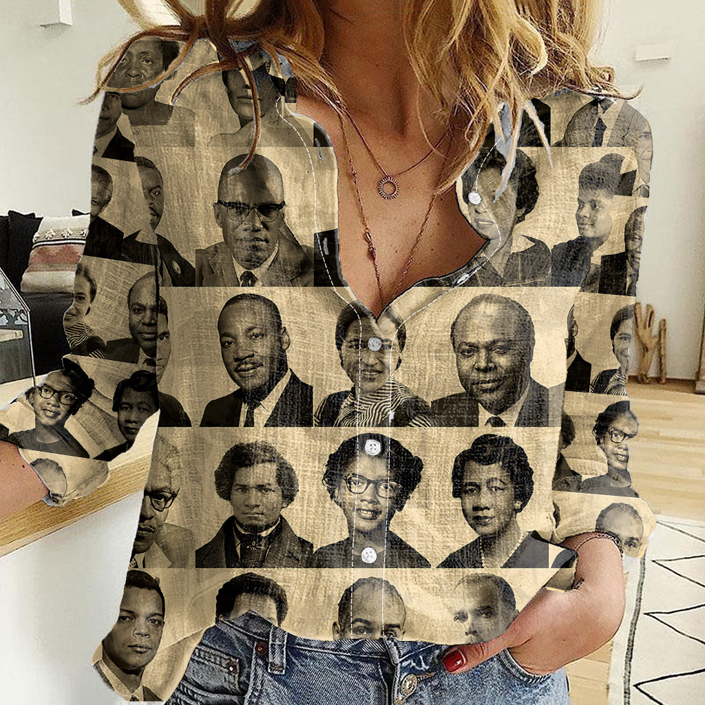 Civil Rights Leaders Women Casual Shirt African-American - Wonder Print Shop