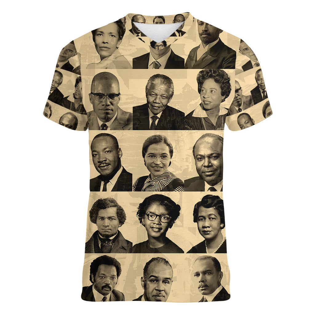Civil Rights Leaders Women V Neck T Shirt African-American - Wonder Print Shop