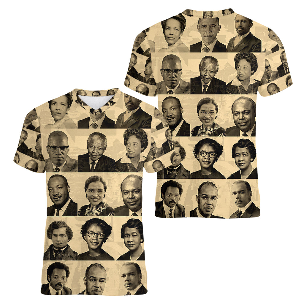 Civil Rights Leaders Women V Neck T Shirt African-American - Wonder Print Shop