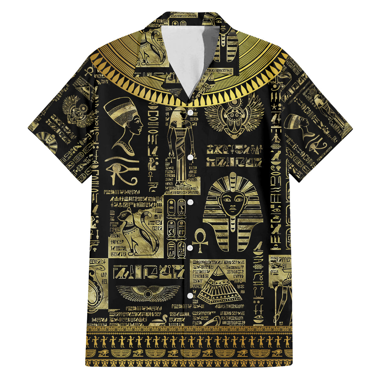 Egypt Pharaoh Family Matching Mermaid Dress and Hawaiian Shirt Egyptian Hieroglyphs and Symbols - Wonder Print Shop