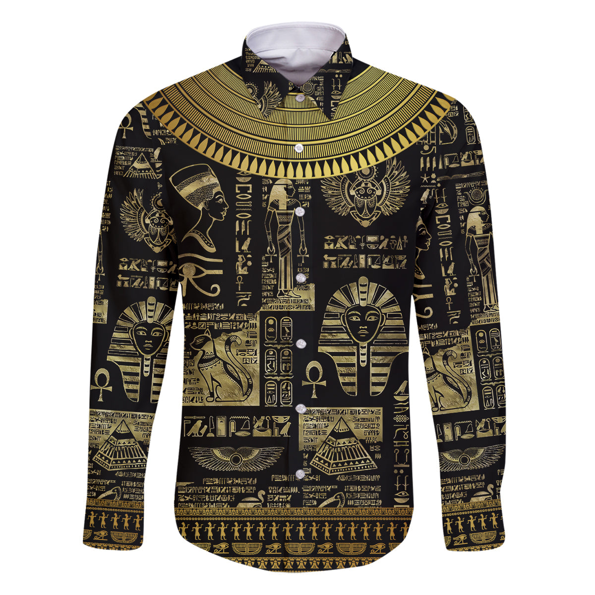 Egypt Pharaoh Family Matching Puletasi Dress and Hawaiian Shirt Egyptian Hieroglyphs and Symbols - Wonder Print Shop