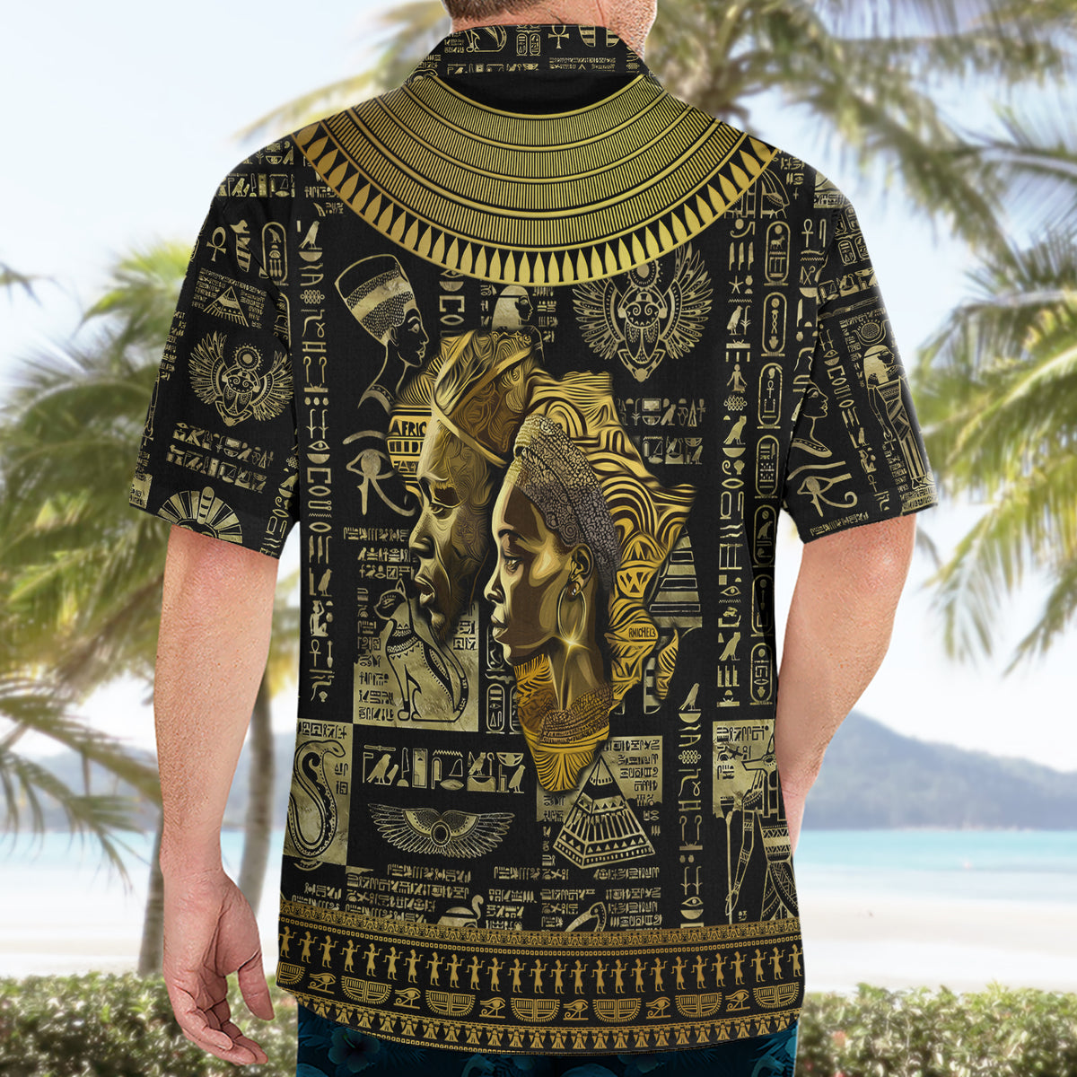 Egypt Pharaoh Hawaiian Shirt Egyptian Hieroglyphs and Symbols - Wonder Print Shop