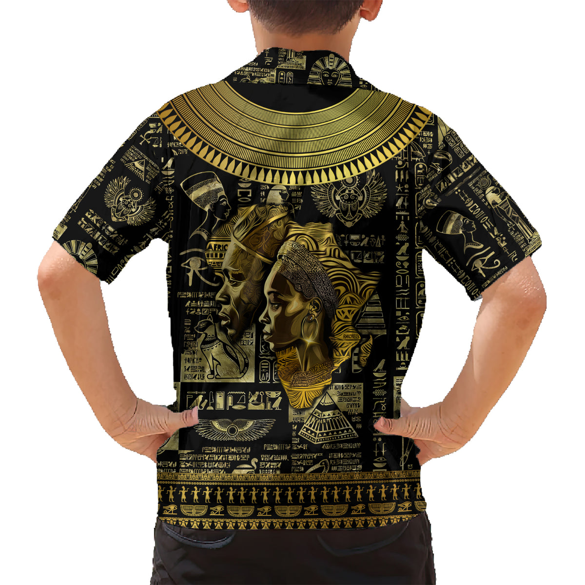 Egypt Pharaoh Hawaiian Shirt Egyptian Hieroglyphs and Symbols - Wonder Print Shop