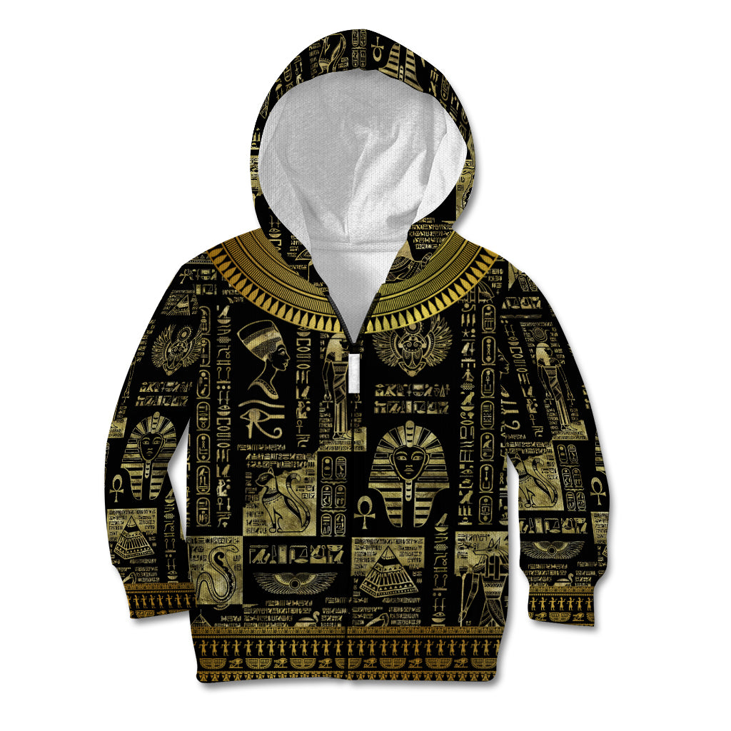 Egypt Pharaoh Kid Hoodie Egyptian Hieroglyphs and Symbols - Wonder Print Shop
