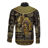 Egypt Pharaoh Long Sleeve Button Shirt Egyptian Hieroglyphs and Symbols - Wonder Print Shop