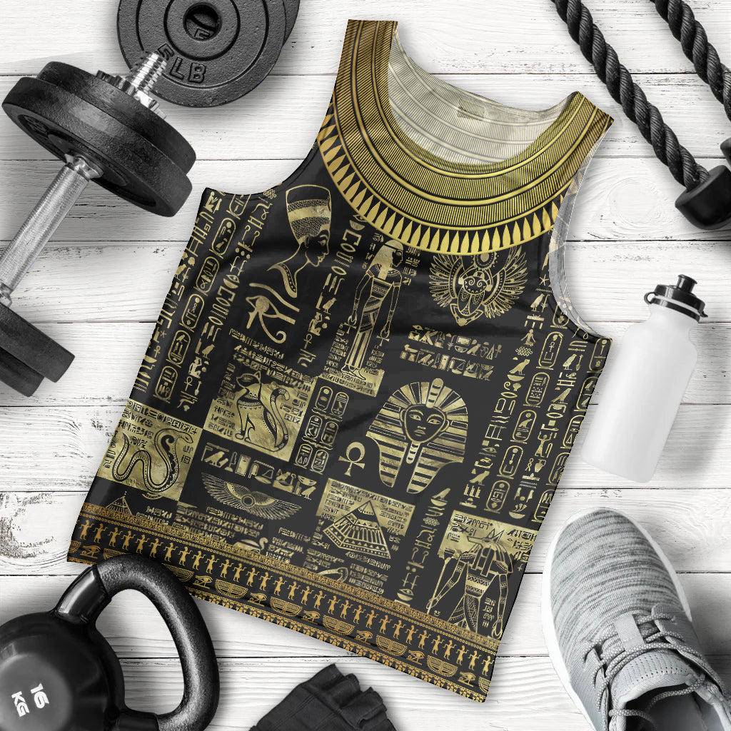 Egypt Pharaoh Men Tank Top Egyptian Hieroglyphs and Symbols - Wonder Print Shop