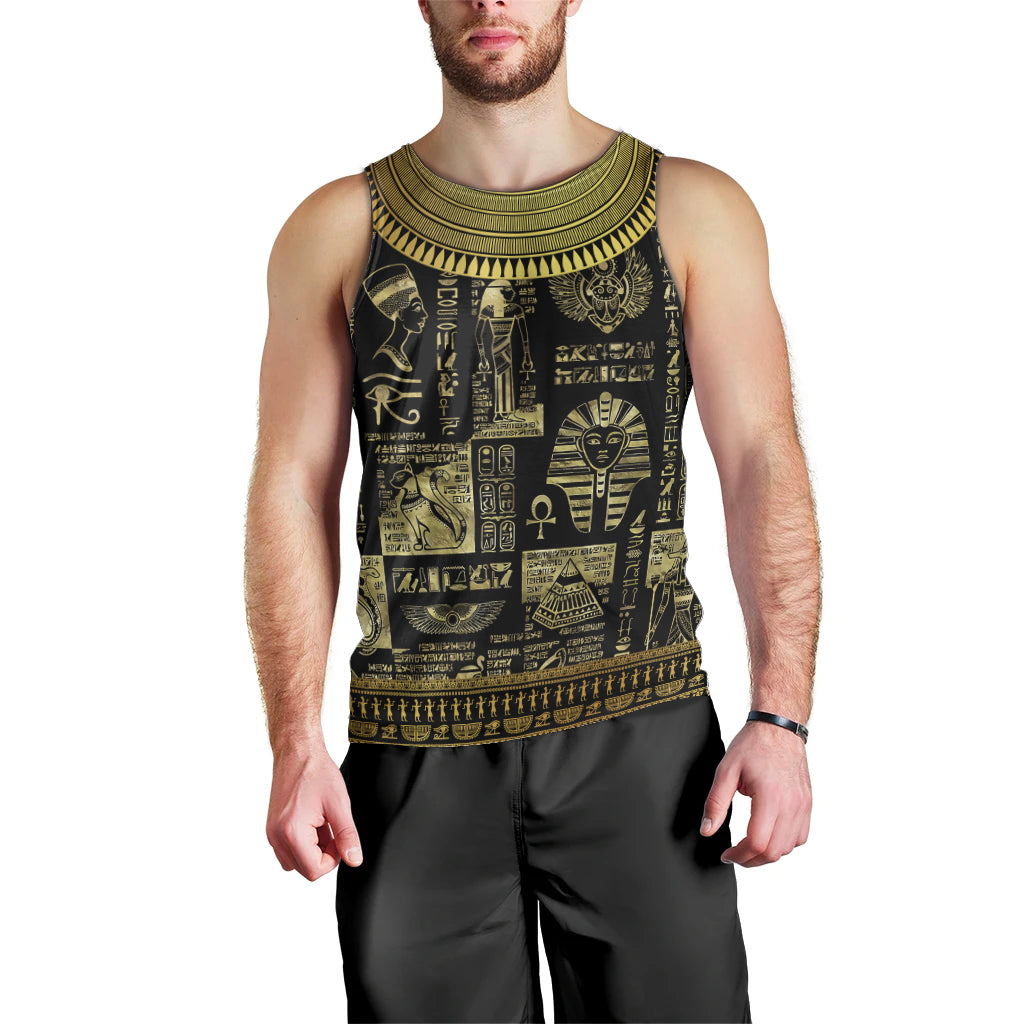 Egypt Pharaoh Men Tank Top Egyptian Hieroglyphs and Symbols - Wonder Print Shop