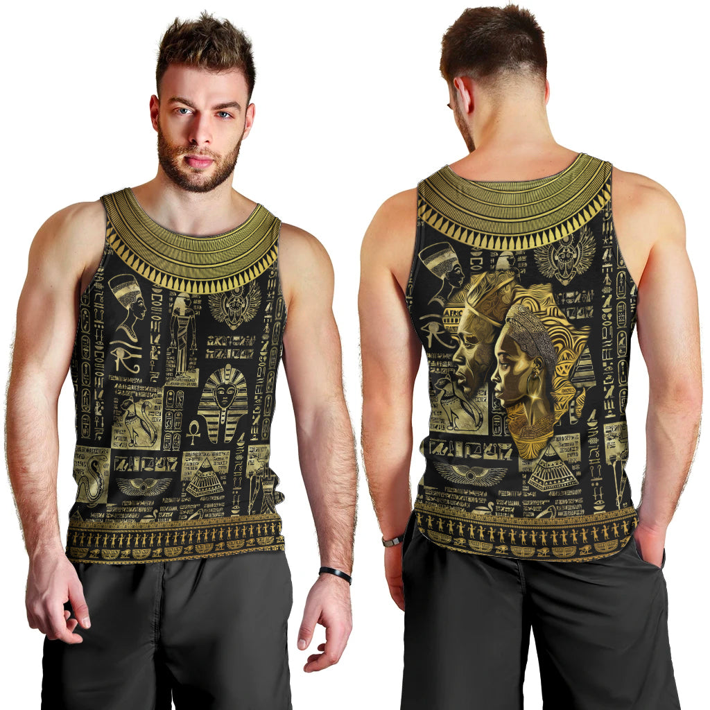 Egypt Pharaoh Men Tank Top Egyptian Hieroglyphs and Symbols - Wonder Print Shop