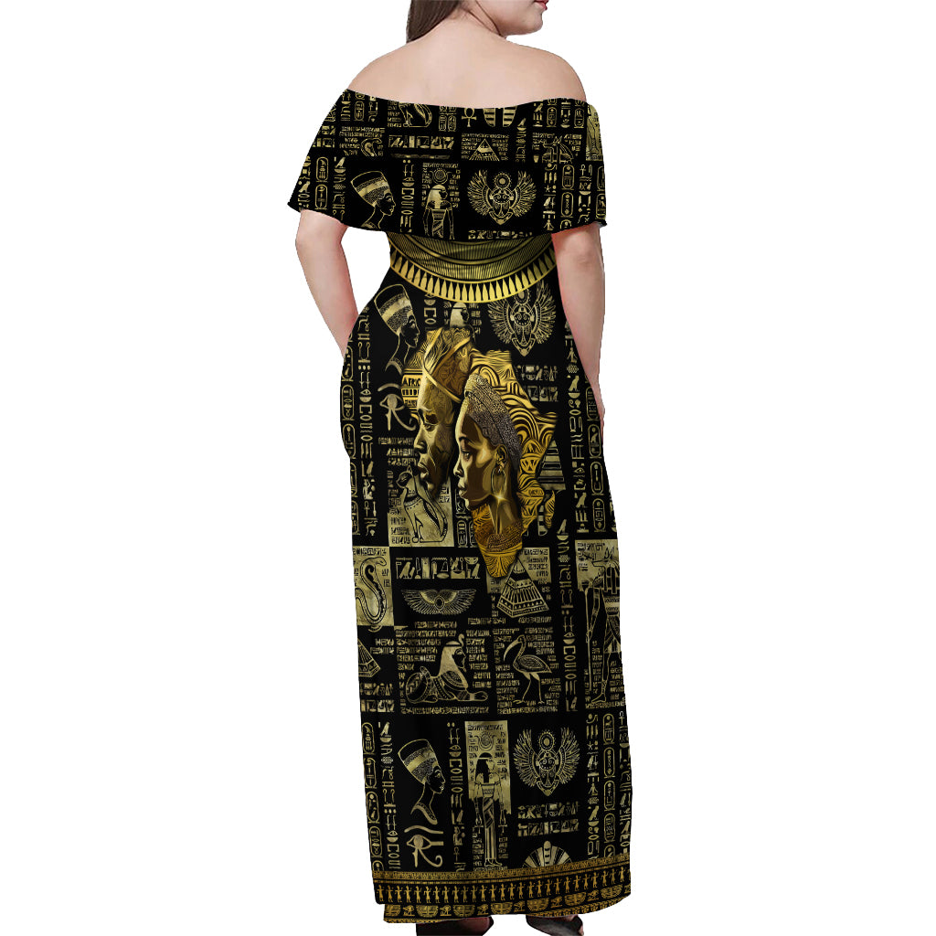 Egypt Pharaoh Off Shoulder Maxi Dress Egyptian Hieroglyphs and Symbols - Wonder Print Shop