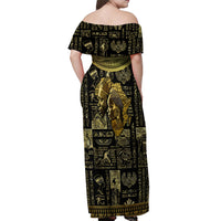 Egypt Pharaoh Off Shoulder Maxi Dress Egyptian Hieroglyphs and Symbols - Wonder Print Shop