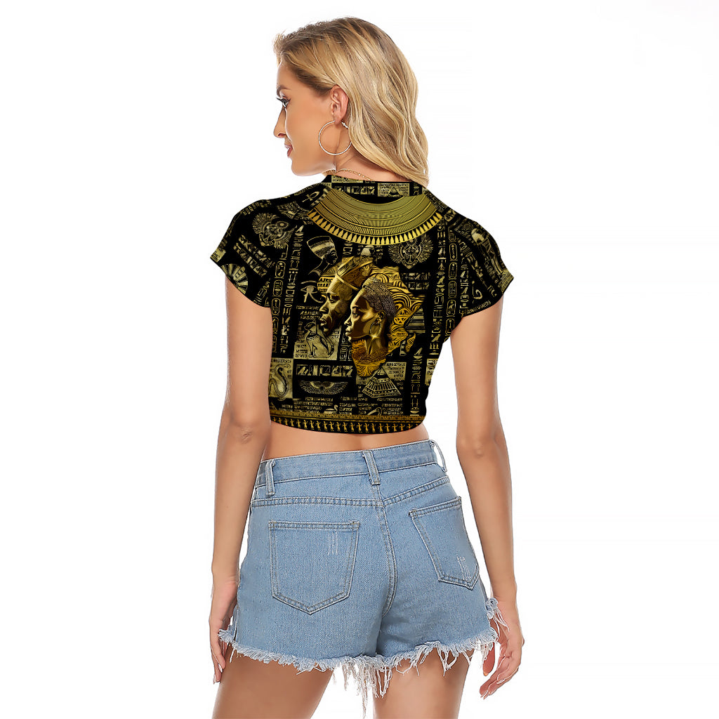 Egypt Pharaoh Raglan Cropped T Shirt Egyptian Hieroglyphs and Symbols - Wonder Print Shop