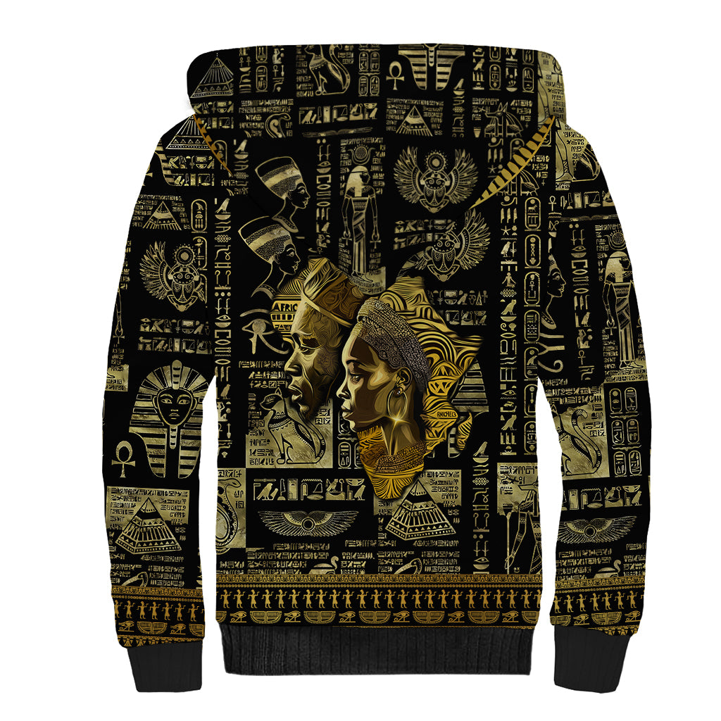 Egypt Pharaoh Sherpa Hoodie Egyptian Hieroglyphs and Symbols - Wonder Print Shop
