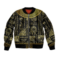 Egypt Pharaoh Sleeve Zip Bomber Jacket Egyptian Hieroglyphs and Symbols - Wonder Print Shop