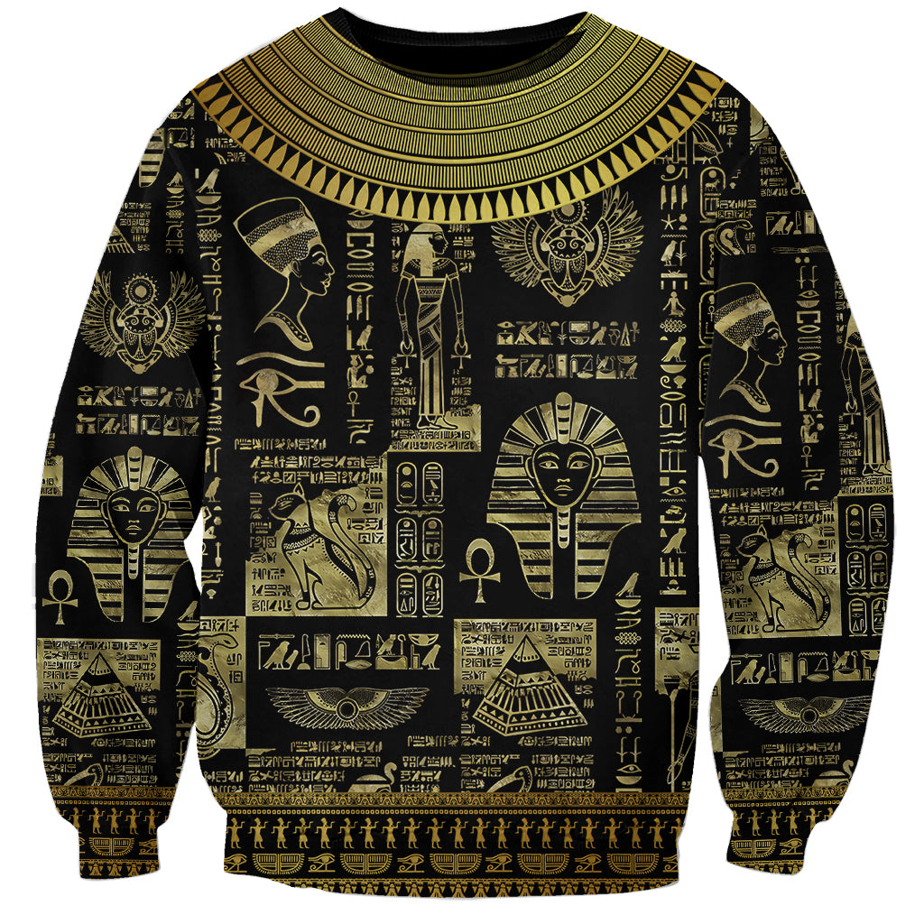 Egypt Pharaoh Sweatshirt Egyptian Hieroglyphs and Symbols - Wonder Print Shop