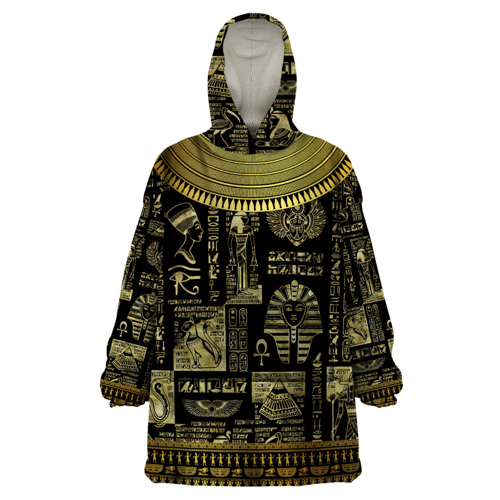 Egypt Pharaoh Wearable Blanket Hoodie Egyptian Hieroglyphs and Symbols - Wonder Print Shop