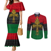 pan-african-ankh-couples-matching-mermaid-dress-and-long-sleeve-button-shirts