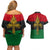 Pan African Ankh Couples Matching Off Shoulder Short Dress and Hawaiian Shirt - Wonder Print Shop