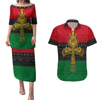 Pan African Ankh Couples Matching Puletasi Dress and Hawaiian Shirt - Wonder Print Shop