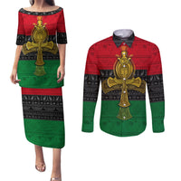 Pan African Ankh Couples Matching Puletasi Dress and Long Sleeve Button Shirts - Wonder Print Shop