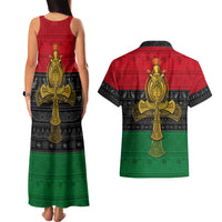 Pan African Ankh Couples Matching Tank Maxi Dress and Hawaiian Shirt - Wonder Print Shop