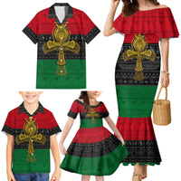 Pan African Ankh Family Matching Mermaid Dress and Hawaiian Shirt - Wonder Print Shop