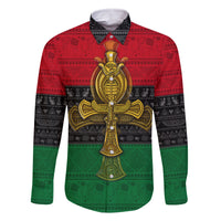 Pan African Ankh Family Matching Off Shoulder Long Sleeve Dress and Hawaiian Shirt - Wonder Print Shop