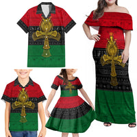 Pan African Ankh Family Matching Off Shoulder Maxi Dress and Hawaiian Shirt - Wonder Print Shop