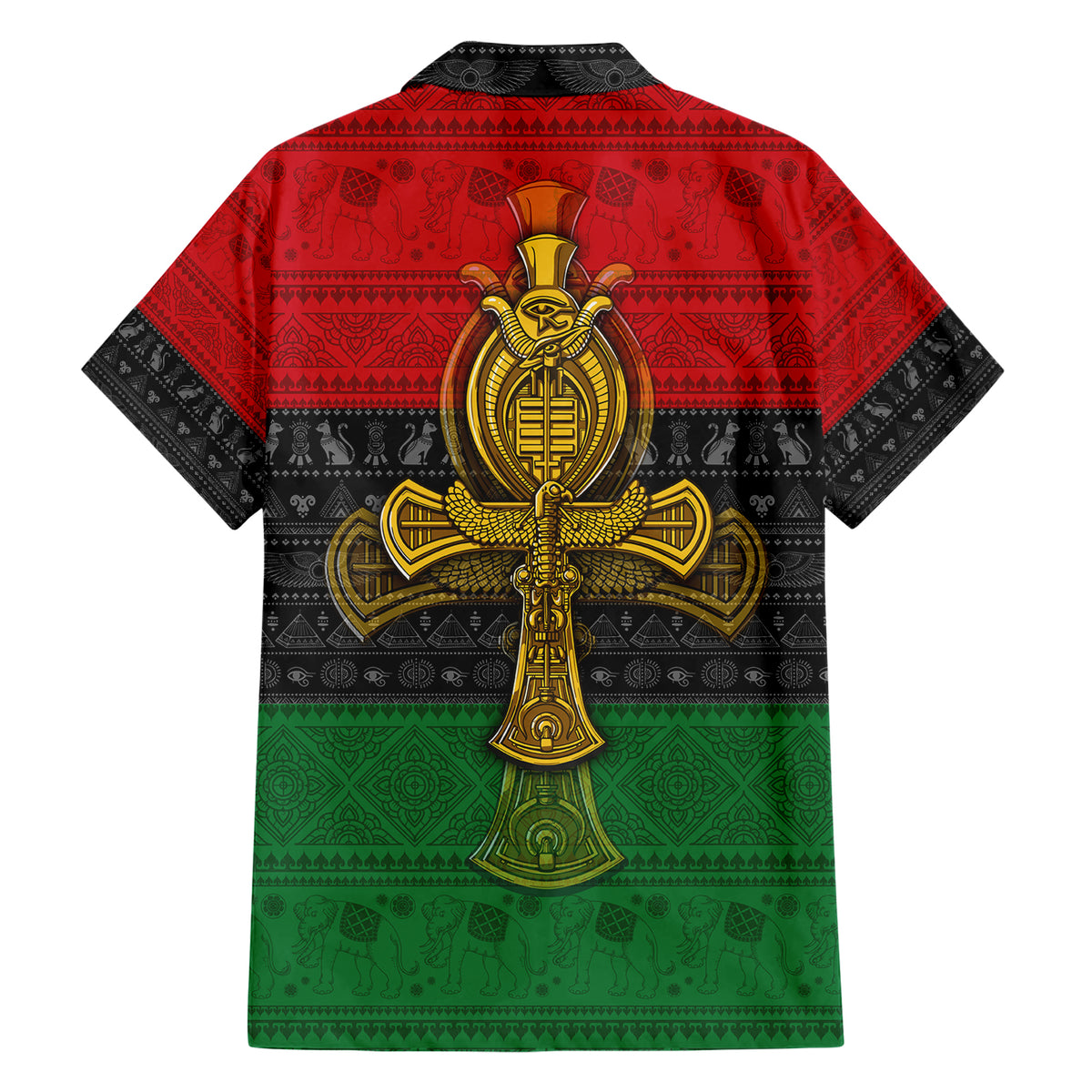 Pan African Ankh Family Matching Short Sleeve Bodycon Dress and Hawaiian Shirt - Wonder Print Shop
